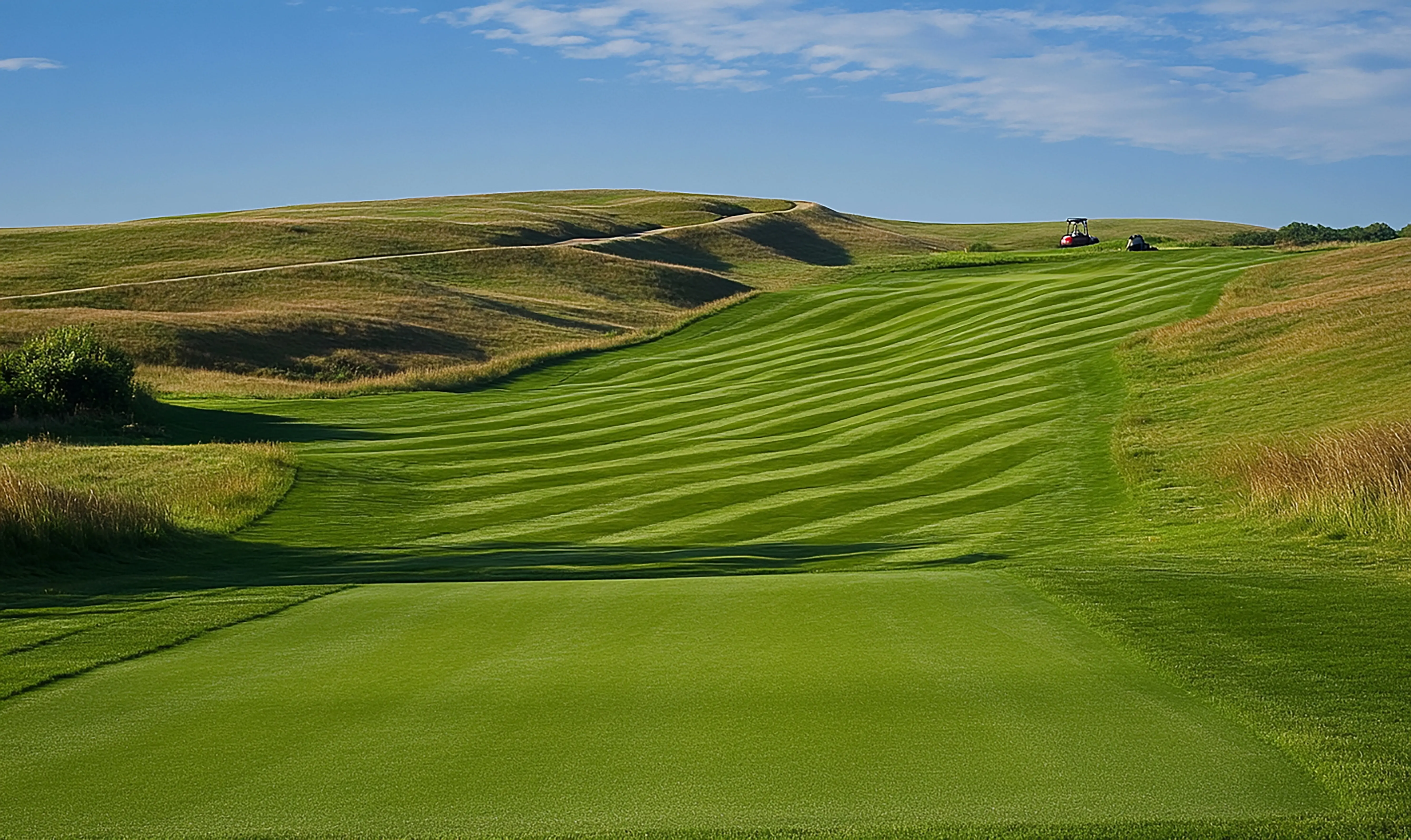 A green field of green grass that contains a green grass field at its center.